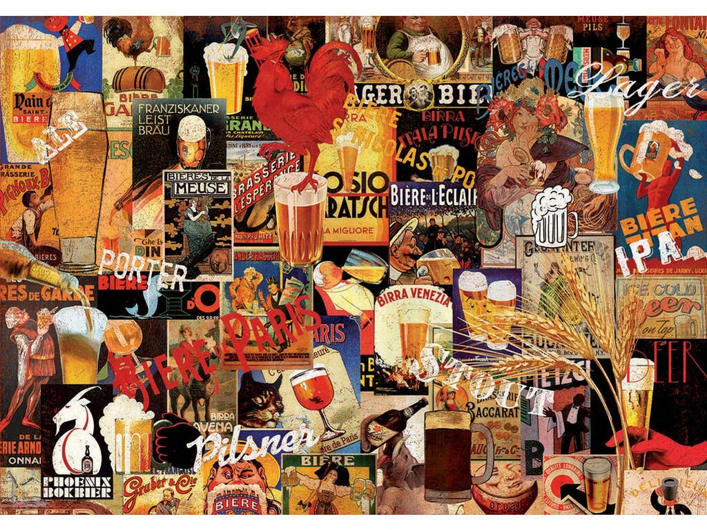 Puzzle 1.000 Collage De Cerveza Vintage Educa 17970 4 Puzzle 1.000 Collage De Cerveza Vintage Educa 17970 - Imagen 2
