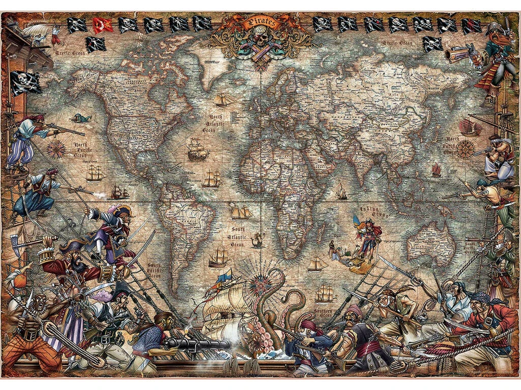 Puzzle 2.000 Mapa De Piratas Educa 18008 4 Puzzle 2.000 Mapa De Piratas Educa 18008 - Imagen 2