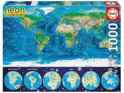 Puzzle 1000 Mapamundi Físico Neón Educa 16760