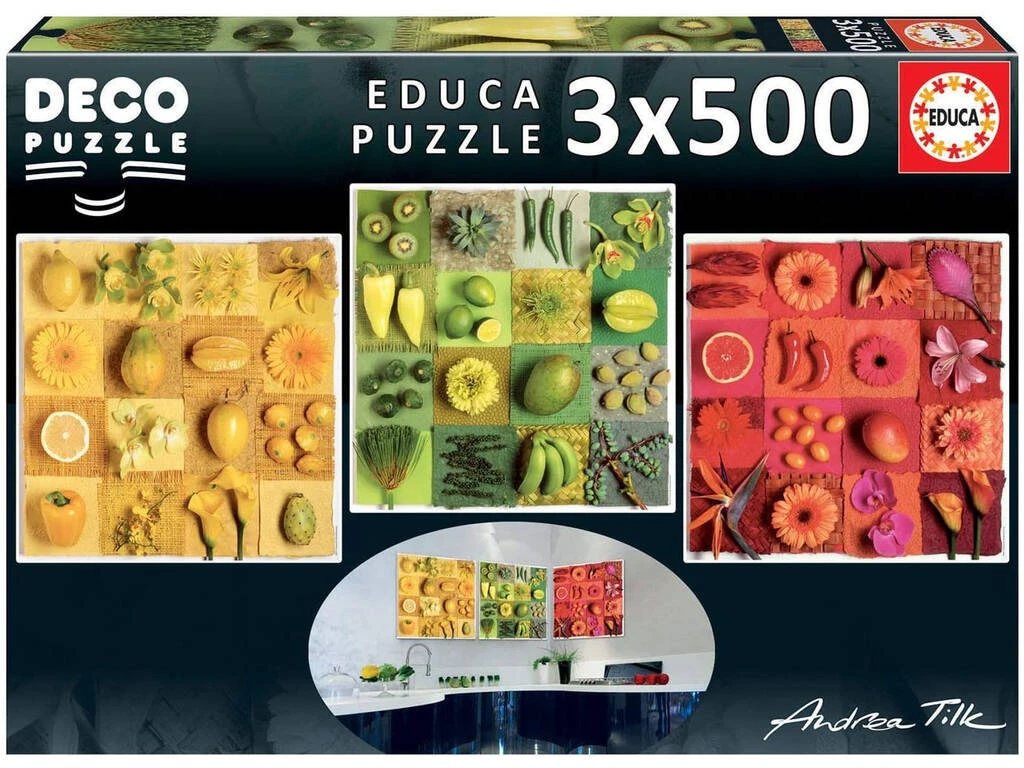 Puzzle 3x500 Exotic Fruits And Flowers, Andrea Tilk Educa 18454 3 Puzzle 3x500 Exotic Fruits And Flowers, Andrea Tilk Educa 18454
