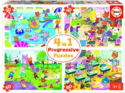 Puzzles Progresivos 4 En 1 20-40-60-80 Un Día En La Escuela Educa 18904