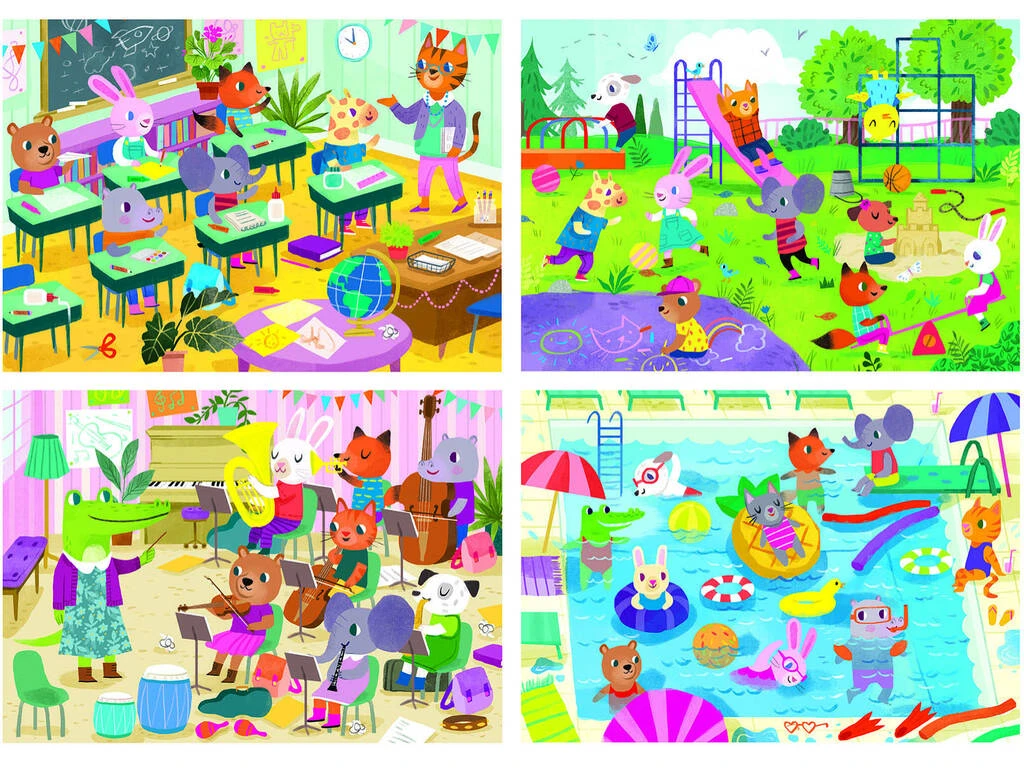 Puzzles Progresivos 4 En 1 20-40-60-80 Un Día En La Escuela Educa 18904 4 Puzzles Progresivos 4 En 1 20-40-60-80 Un Día En La Escuela Educa 18904 - Imagen 2