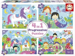 Puzzles Progresivos 4 En 1 20-40-60-80 Mundo De Fantasía De Educa 18905