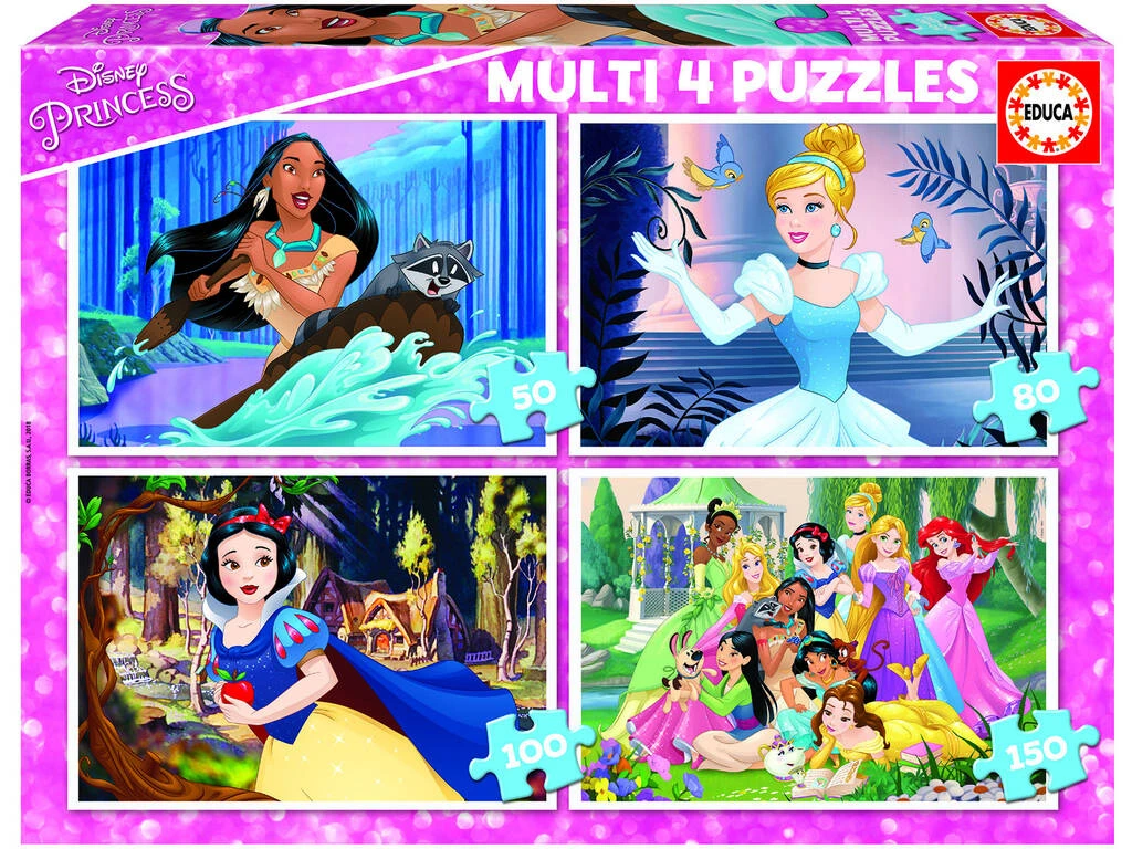 Puzzle Multi 4 50-80-100-150 Princesas Disney Educa 17637 3 Puzzle Multi 4 50-80-100-150 Princesas Disney Educa 17637