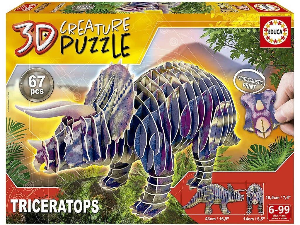 Triceratops 3D Creature Puzzle Educa 19183 3 Triceratops 3D Creature Puzzle Educa 19183