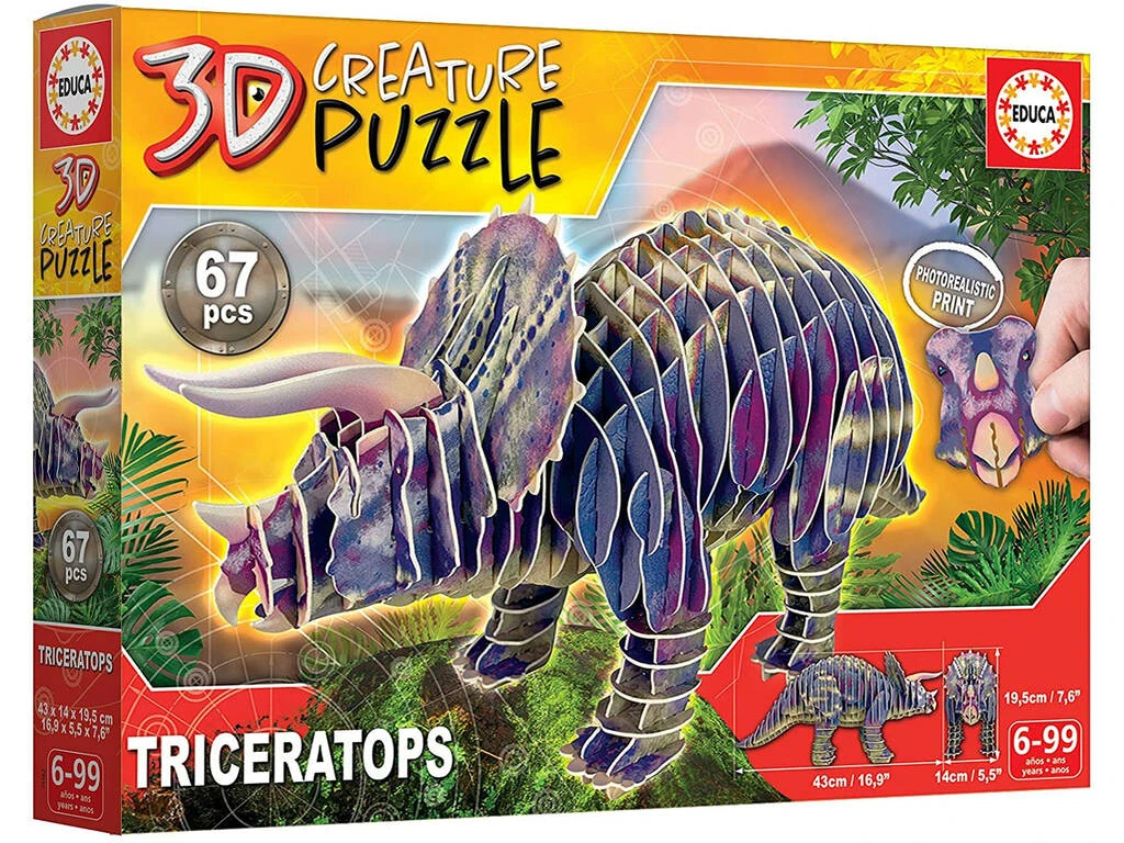 Triceratops 3D Creature Puzzle Educa 19183 6 Triceratops 3D Creature Puzzle Educa 19183 - Imagen 4