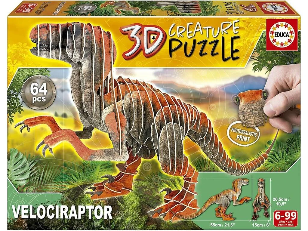 Puzzle 3D Creature Velociraptor Educa 19382 3 Puzzle 3D Creature Velociraptor Educa 19382
