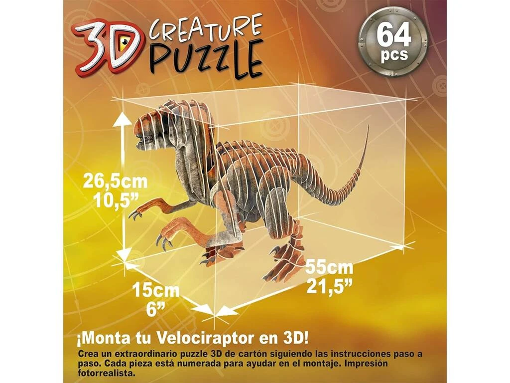 Puzzle 3D Creature Velociraptor Educa 19382 6 Puzzle 3D Creature Velociraptor Educa 19382 - Imagen 4