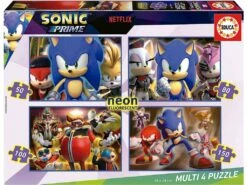 Multi 4 Puzzles 50-80-100-150 Sonic Neón Educa 19631