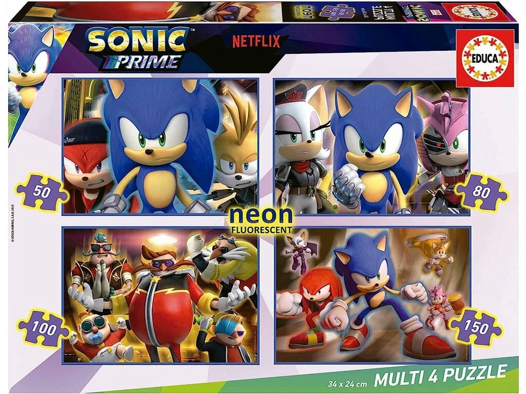 Multi 4 Puzzles 50-80-100-150 Sonic Neón Educa 19631 3 Multi 4 Puzzles 50-80-100-150 Sonic Neón Educa 19631