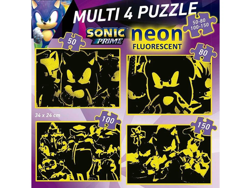 Multi 4 Puzzles 50-80-100-150 Sonic Neón Educa 19631 5 Multi 4 Puzzles 50-80-100-150 Sonic Neón Educa 19631 - Imagen 3