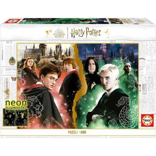 Harry Potter - Puzzle Neón De 1000 Piezas: Mundo Mágico De Harry Potter Con Cola Fix Incluida 3 Harry Potter - Puzzle Neón De 1000 Piezas: Mundo Mágico De Harry Potter Con Cola Fix Incluida
