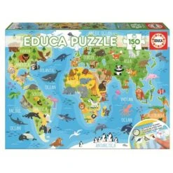 Educa Borras - Mapamundi Animales - Puzzle 150 Piezas