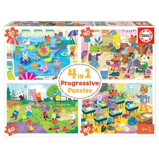 Educa Borrás - Día En La Escuela - Pack 4 Puzzles Progresivos 3 Educa Borrás - Día En La Escuela - Pack 4 Puzzles Progresivos