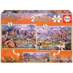 Educa Borrás - Animales Salvajes Pack Puzzles 2x100 Piezas