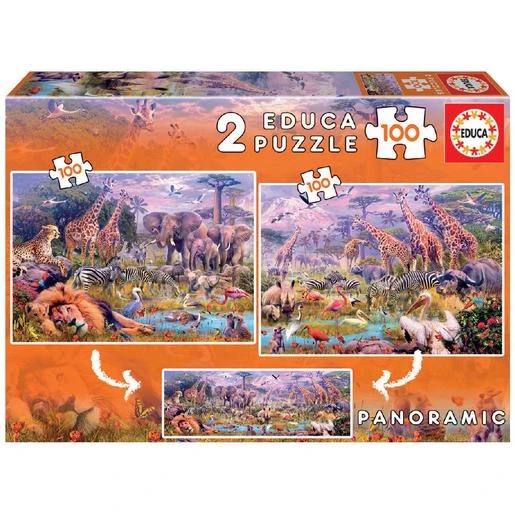 Educa Borrás - Animales Salvajes Pack Puzzles 2x100 Piezas 3 Educa Borrás - Animales Salvajes Pack Puzzles 2x100 Piezas
