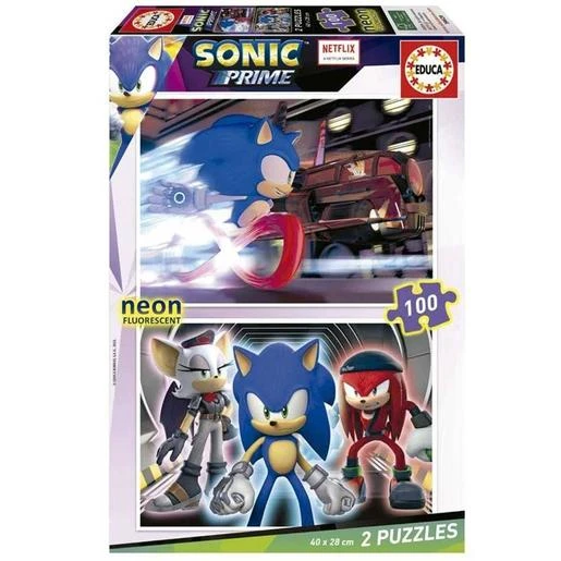 Educa Borras - Sonic Prime Neon: Set 2x100 Piezas Puzzles Brillantes ㅤ 3 Educa Borras - Sonic Prime Neon: Set 2x100 Piezas Puzzles Brillantes ㅤ